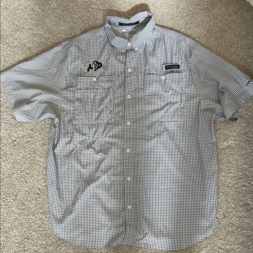 Columbia Men's Black and White Plaid Shirt